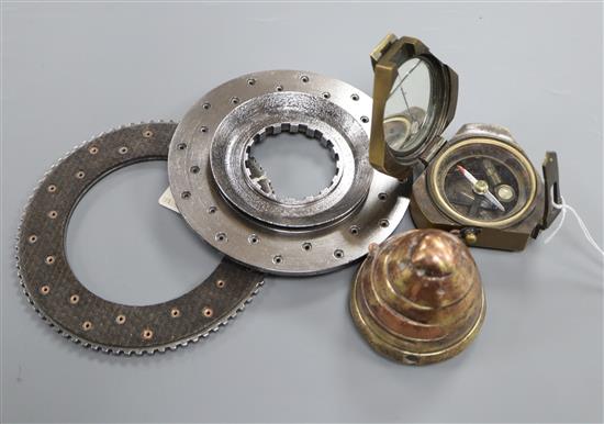 A compass Lancaster JB659 clutch plates and part shell case
